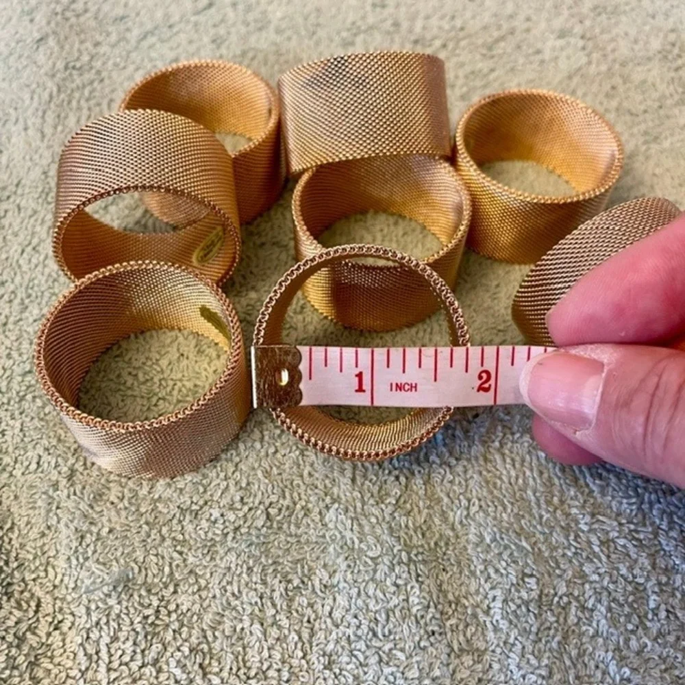 Vintage Gold Mesh Napkin Rings Set of 8 Woven Metal Hong Kong MCM HW Regency